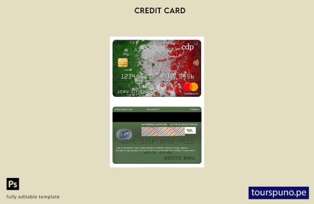 listo para imprimir plantilla de mastercard del banco Italia Cassa Depositi e Pr